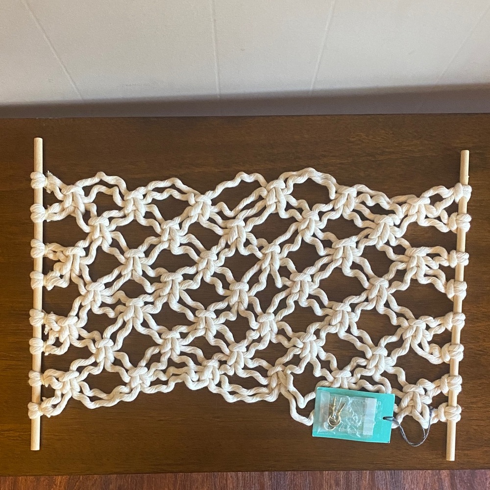 Handmade Cream Macramé Shelf Hammock - Decorative Home Kitchen Accent